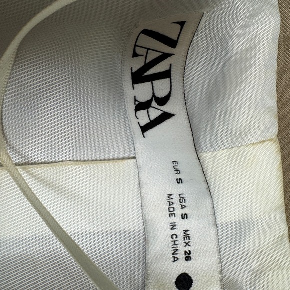 ZARA Cropped Lapel Blazer Taupe Brown Tailored Blazer Open Front Womens Academia - Picture 9 of 16